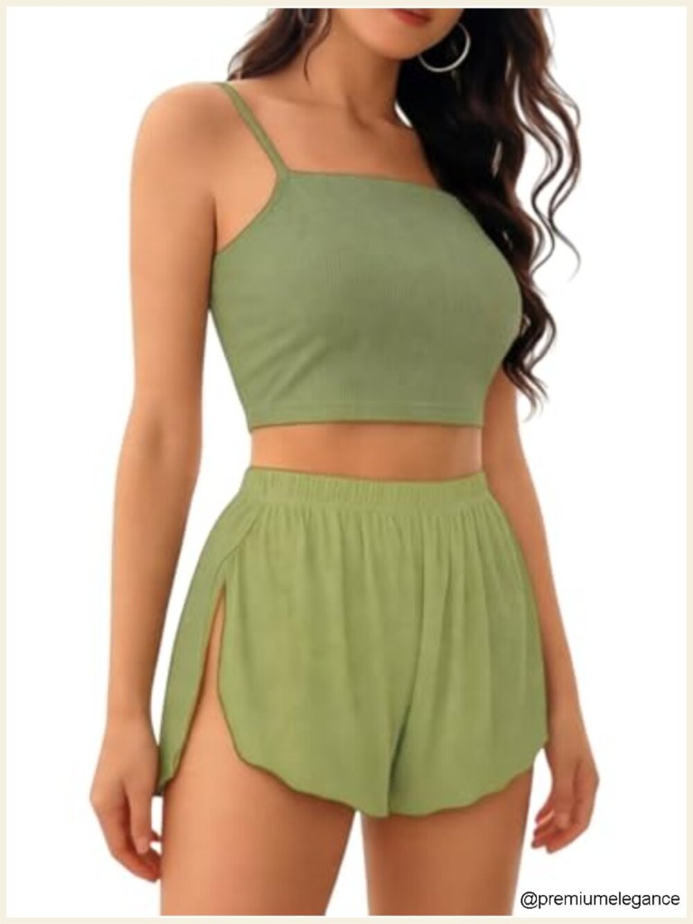 Women's 2 Piece Pajama Set Sleeveless Crop Cami Wide Leg Shorts